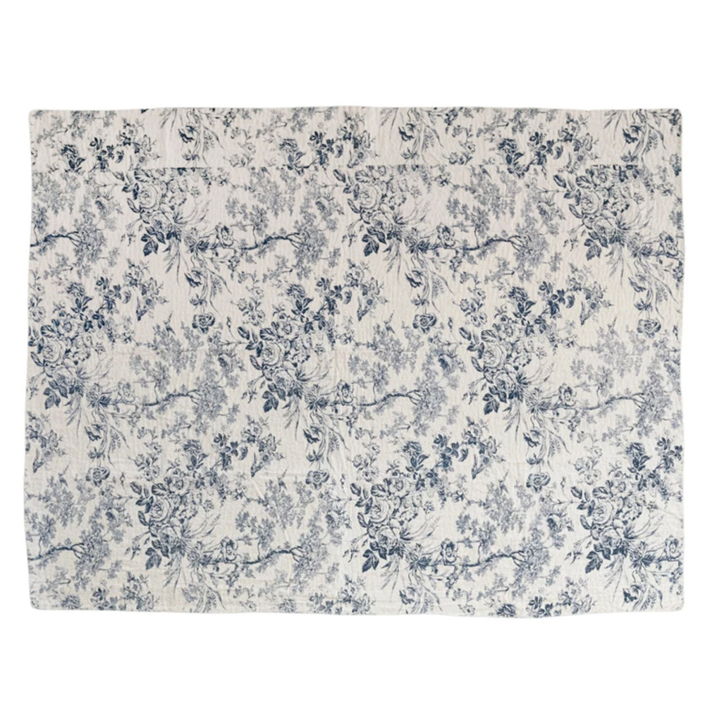 French Country Floral Cotton Chambray Throw Blanket | The Shops at Colonial Williamsburg