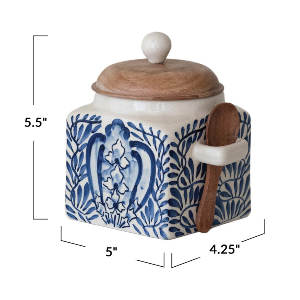 Blue and White Canister with Lid and Spoon | The Shops at Colonial Williamsburg