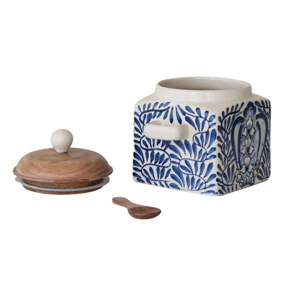 Blue and White Canister with Lid and Spoon | The Shops at Colonial Williamsburg