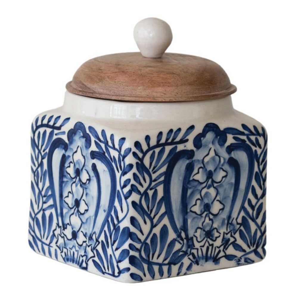 Blue and White Canister with Lid and Spoon | The Shops at Colonial Williamsburg