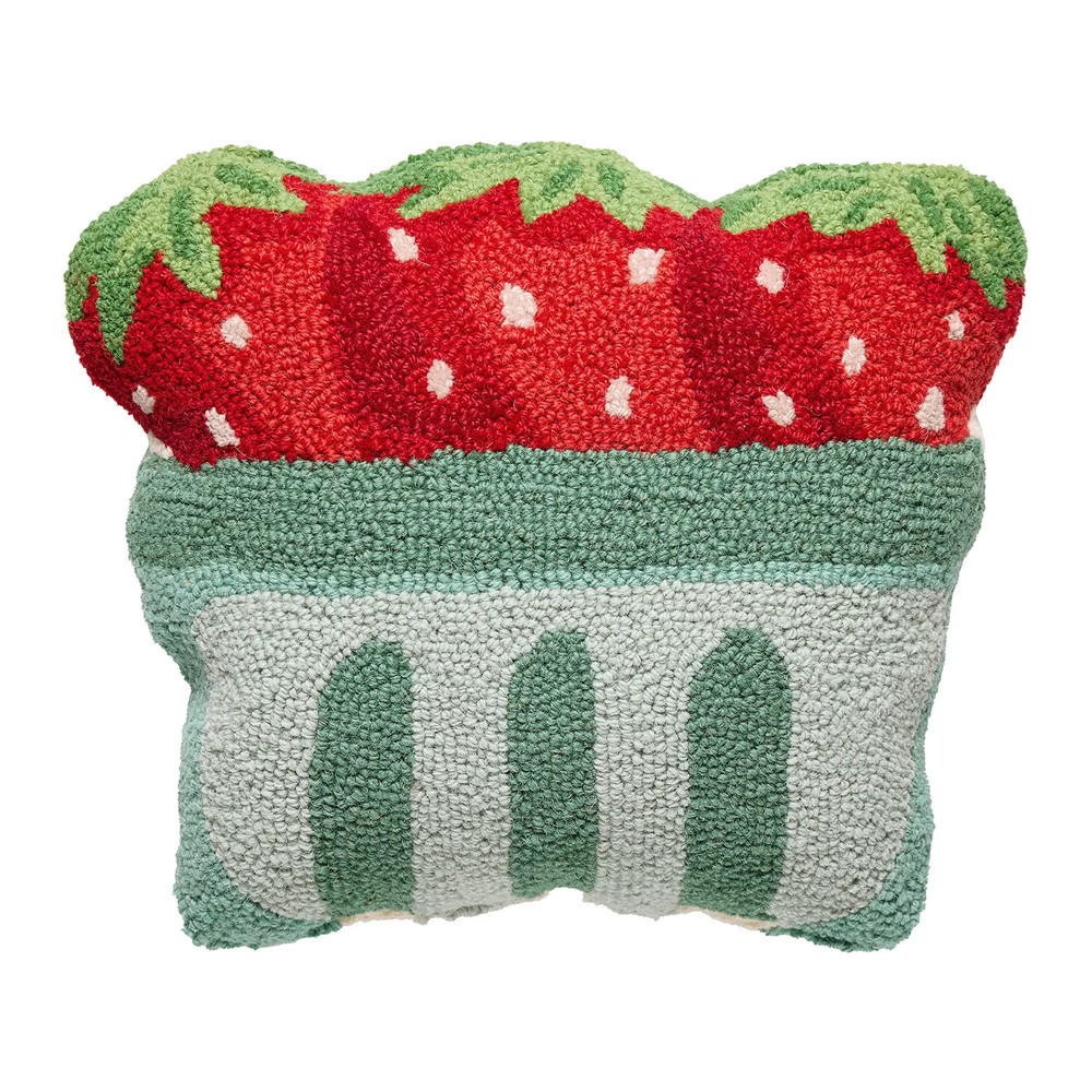 Red Strawberry Basket Hooked Wool Pillow | The Shops at Colonial Williamsburg