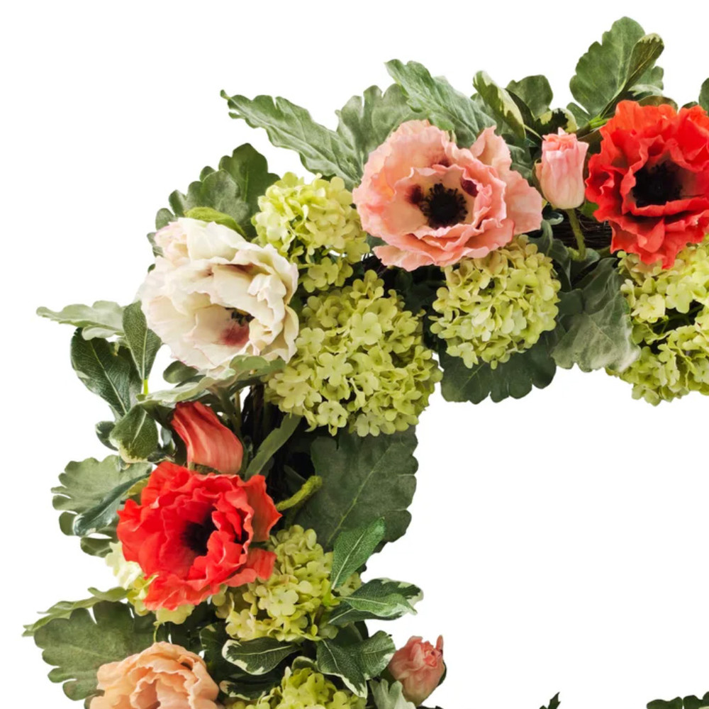 Poppy & Snowball Hydrangea Wreath 22" | The Shops at Colonial Williamsburg