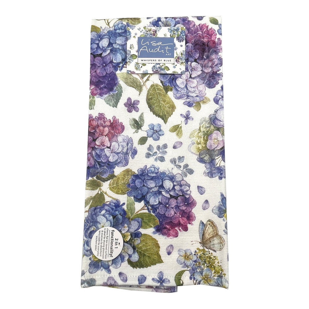 Blue Hydrangea Floral Toss Terry Kitchen Towel