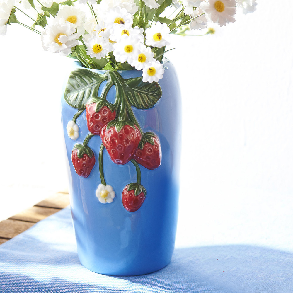 Red White and Blue Strawberry Vase