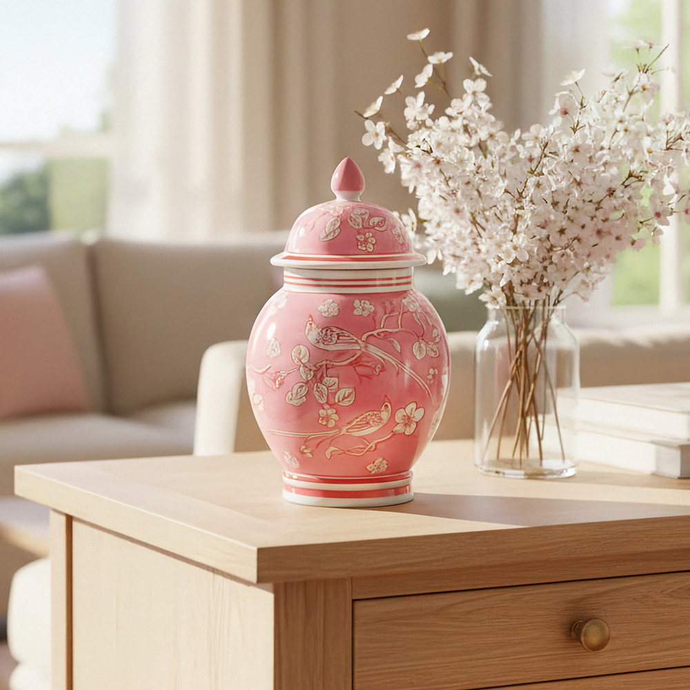 Pink Chinoiserie Ginger Jar