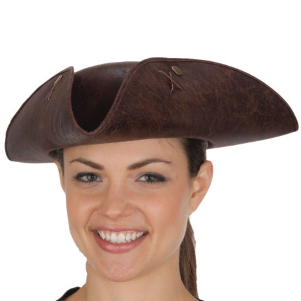 Brown Faux Leather Tricorn Adult Hat | The Shops at Colonial Williamsburg
