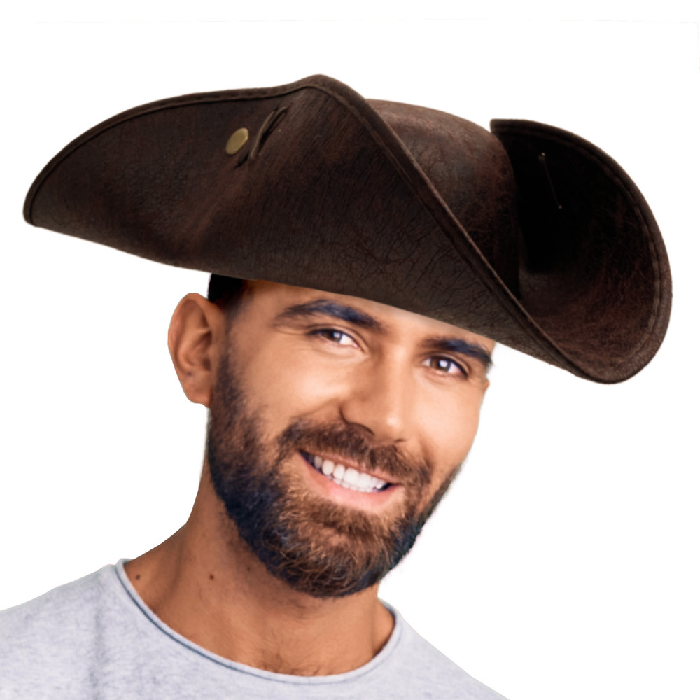 Brown Faux Leather Tricorn Adult Hat | The Shops at Colonial Williamsburg