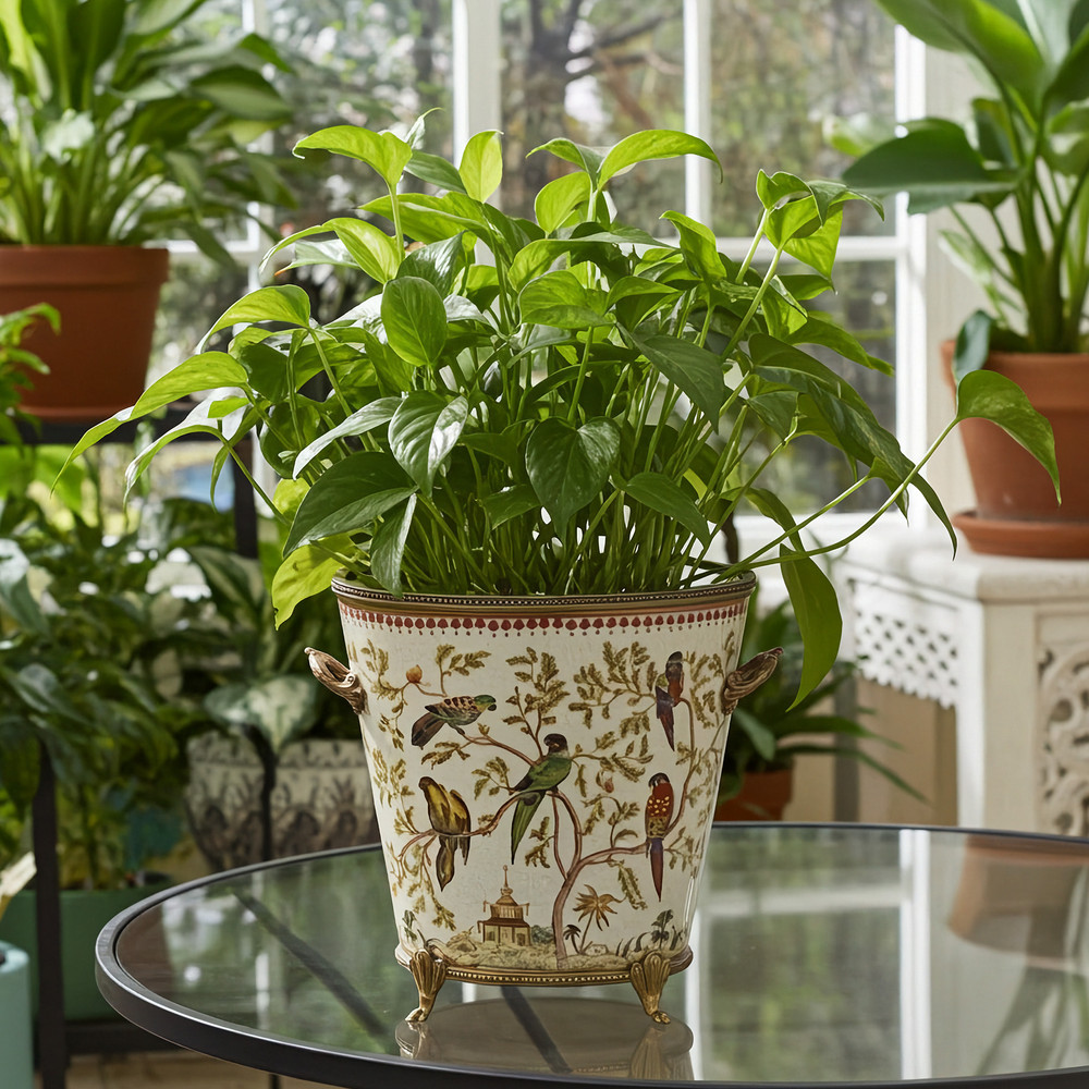 Exotic Birds Ceramic Footed Planter | The Shops at Colonial Williamsburg