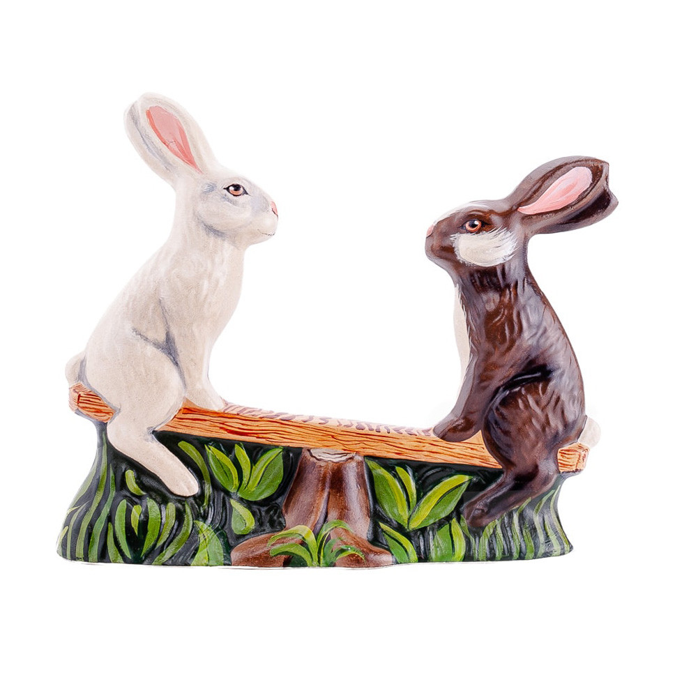 Vaillancourt Chalkware Two Rabbits on a Seesaw | The Shops at Colonial Williamsburg