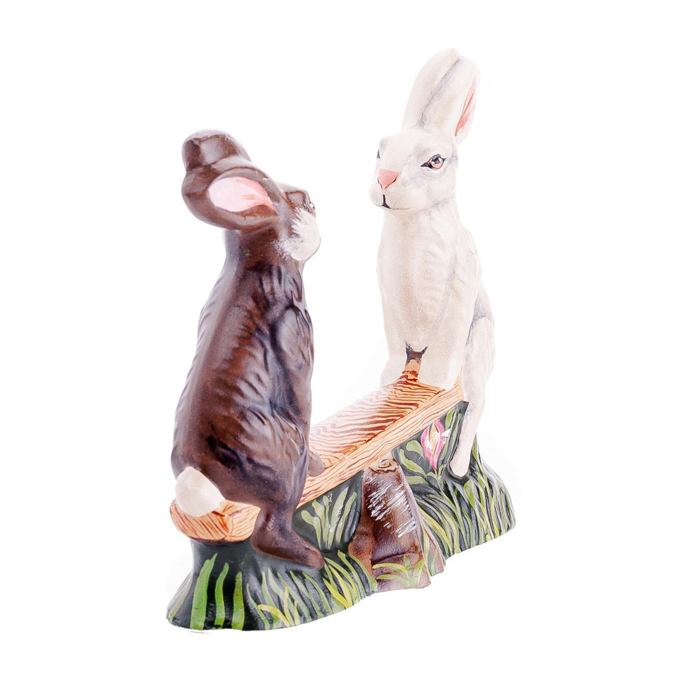 Vaillancourt Chalkware Two Rabbits on a Seesaw | The Shops at Colonial Williamsburg