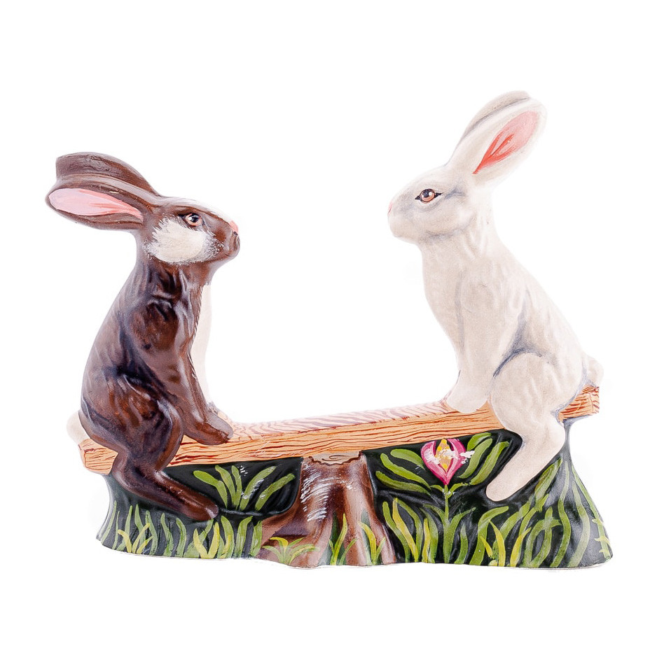 Vaillancourt Chalkware Two Rabbits on a Seesaw | The Shops at Colonial Williamsburg