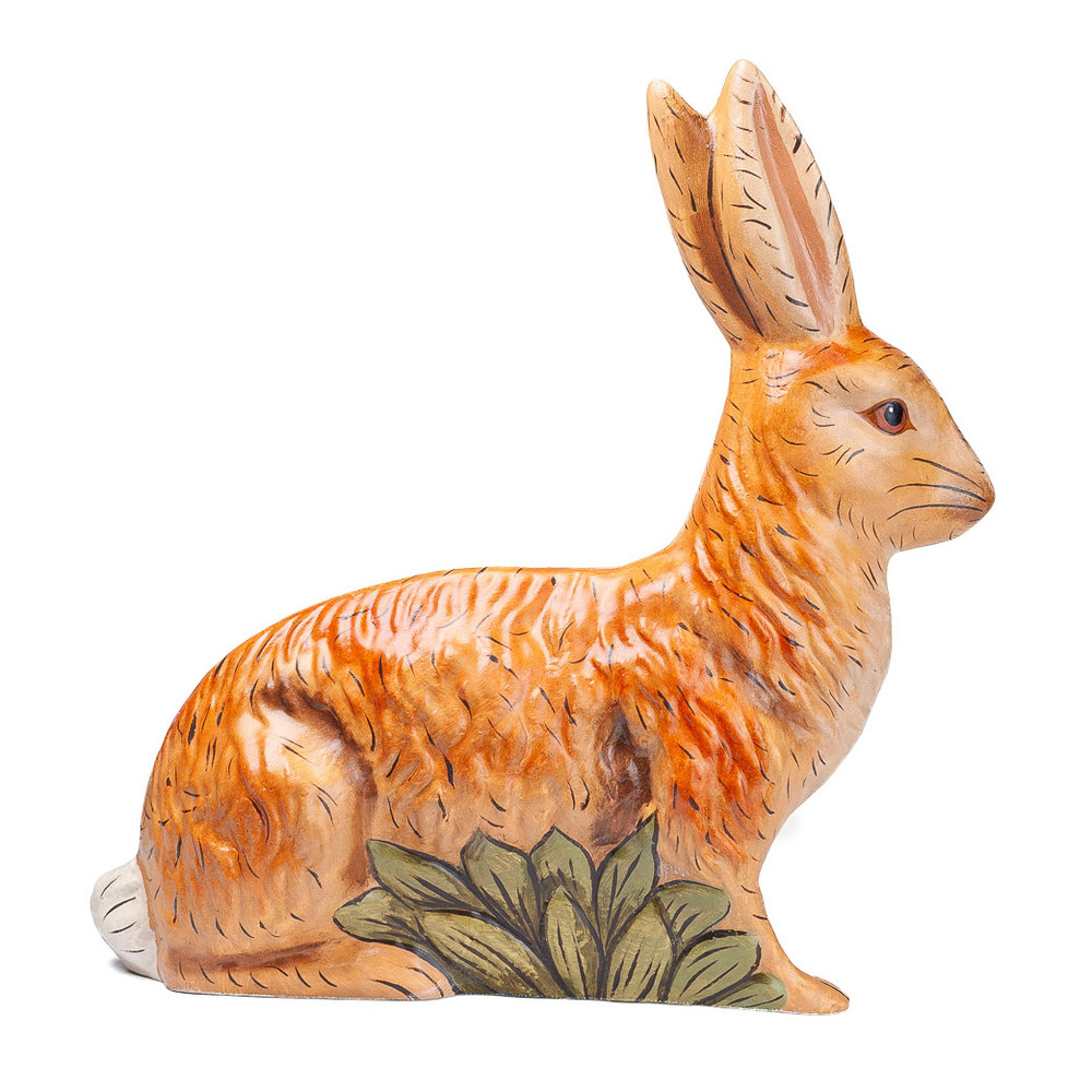 Vaillancourt Chalkware Rabbit with Leaves | The Shops at Colonial Williamsburg