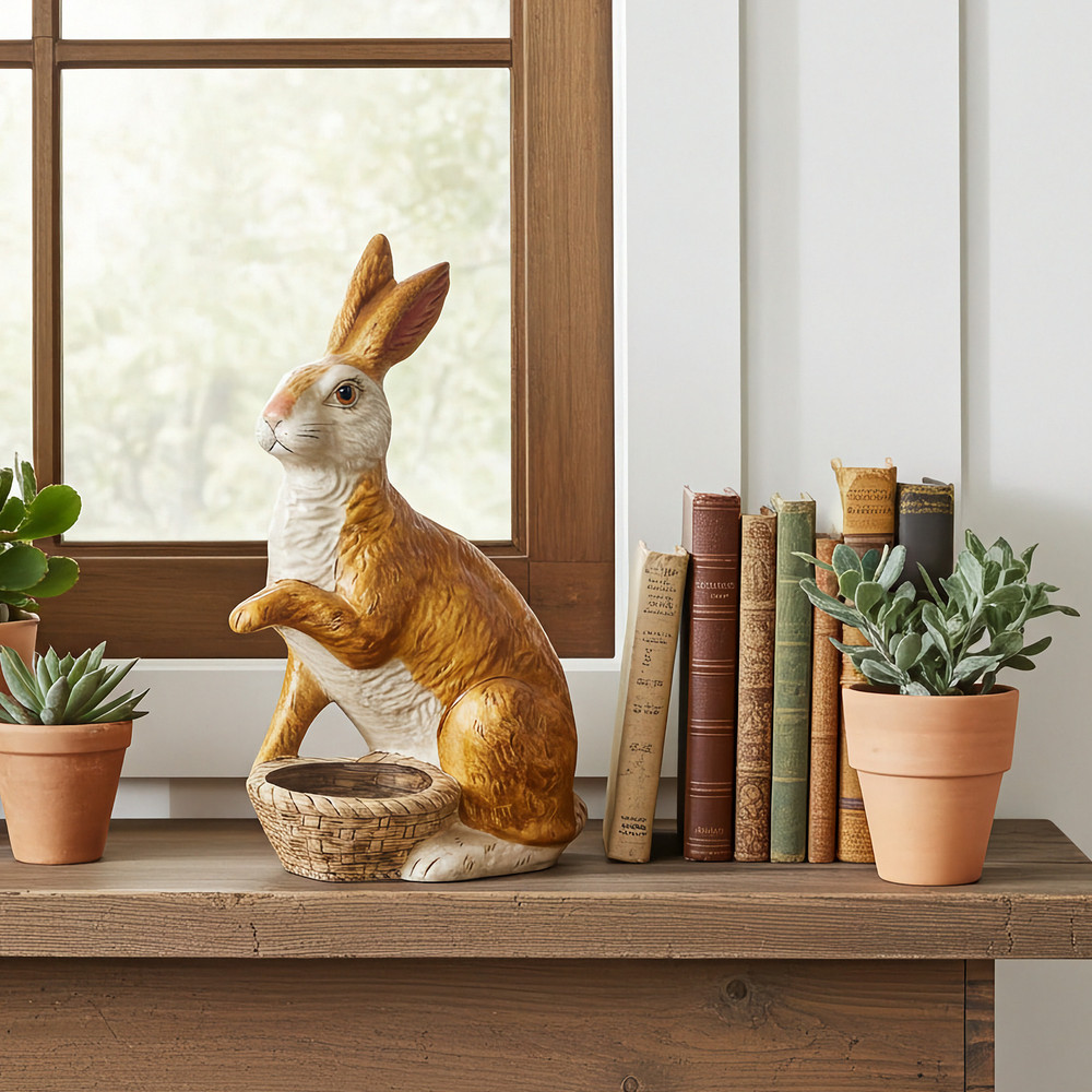 Vaillancourt Chalkware Rabbit with Paw Out