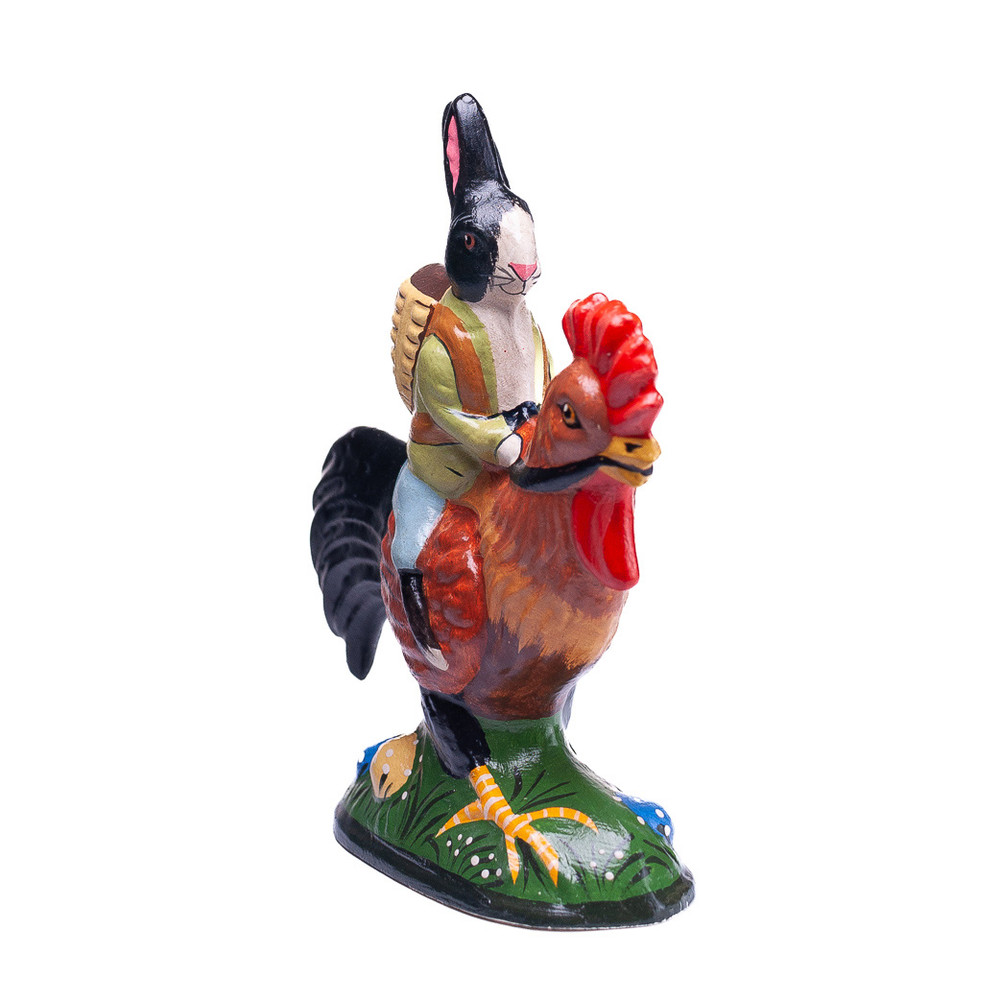 Vaillancourt Chalkware Rabbit on Rooster
