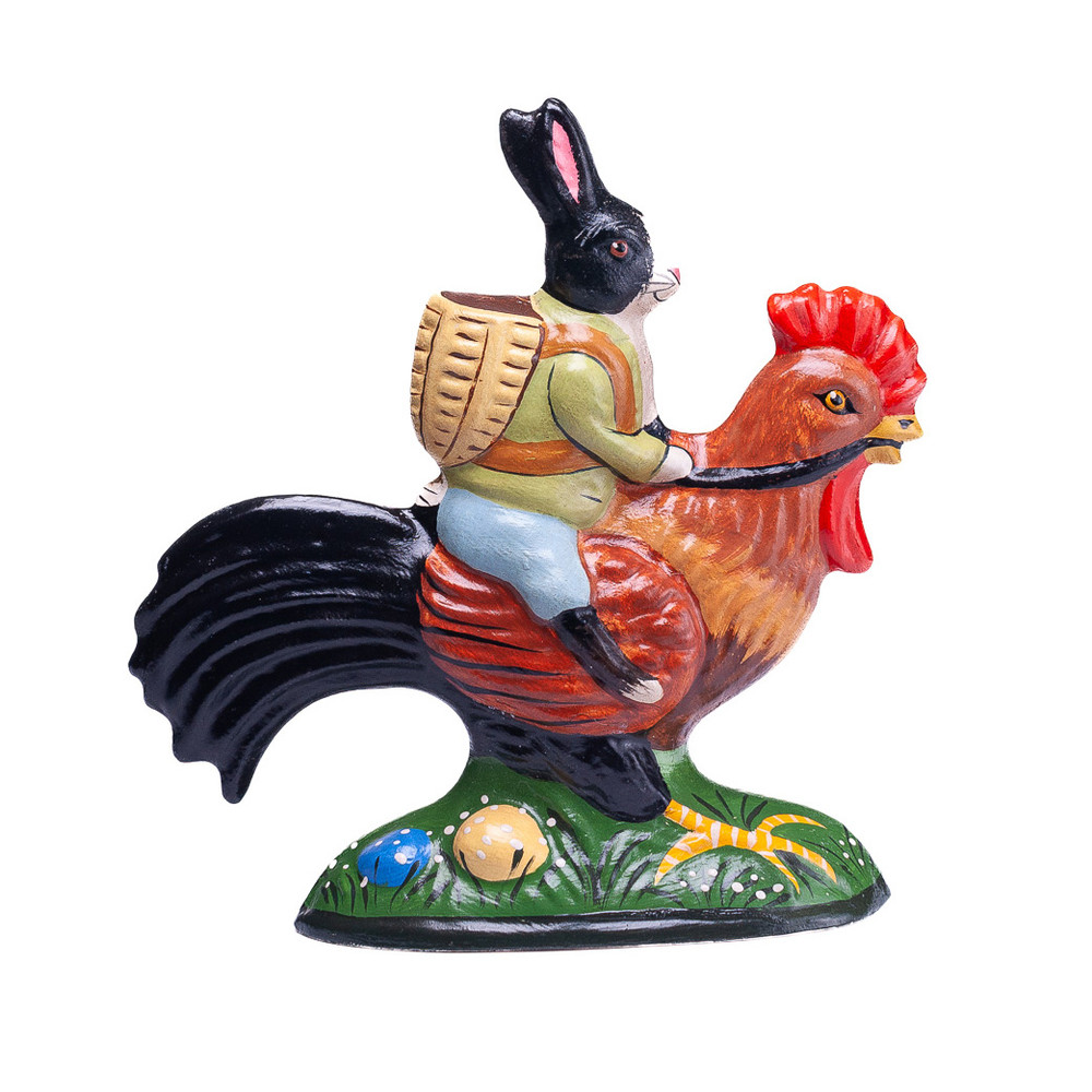 Vaillancourt Chalkware Rabbit on Rooster