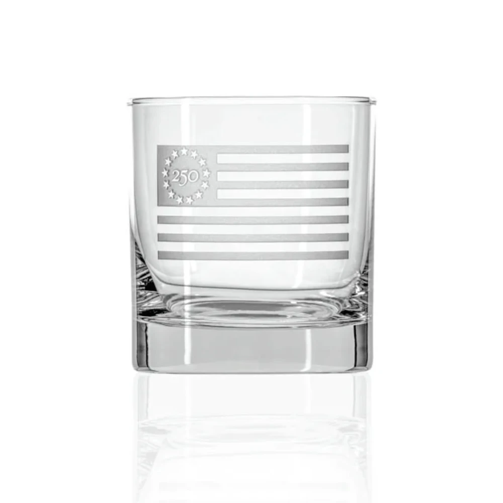 Betsy Ross Flag Etched Rocks Glass 10 Oz | The Shops at Colonial Williamsburg