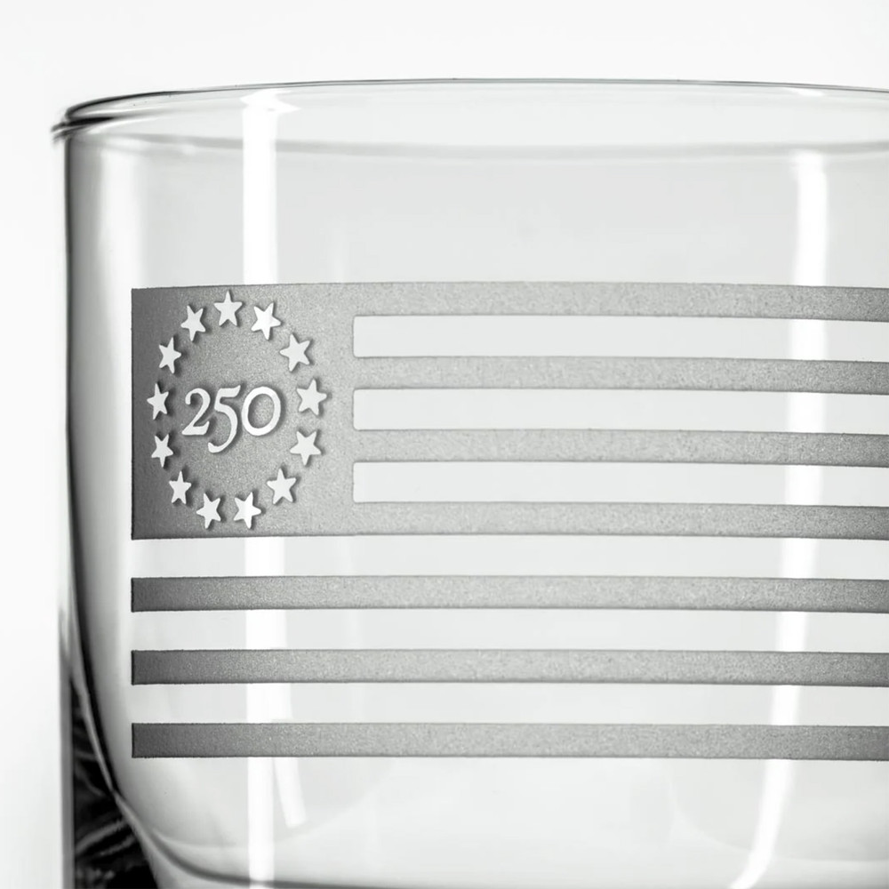 Betsy Ross Flag Etched Rocks Glass 10 Oz | The Shops at Colonial Williamsburg