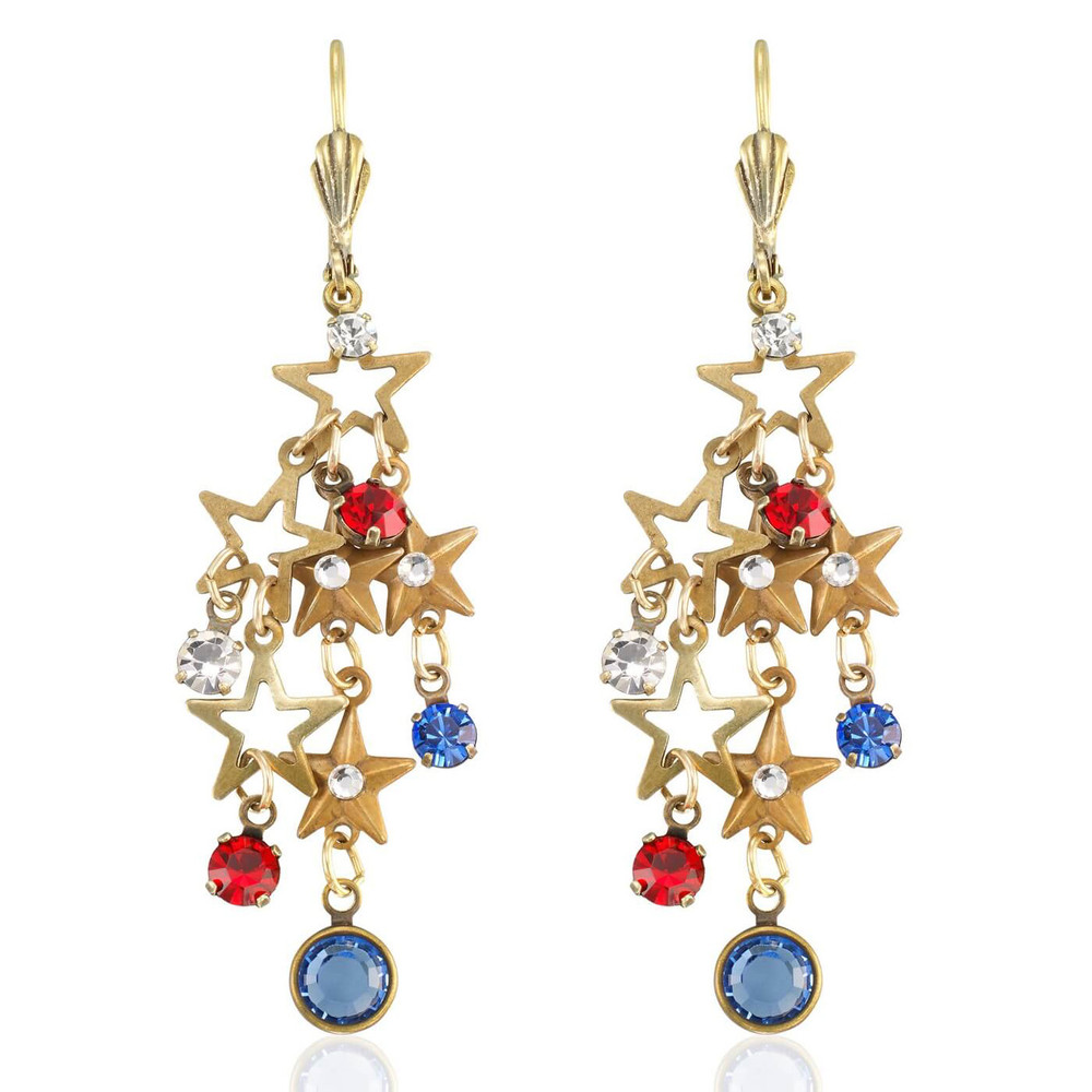 Red, White, & Blue Crystal Charm Leverback Earrings | The Shops at Colonial Williamsburg