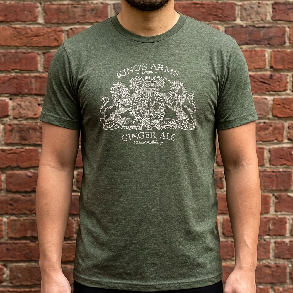 King's Arms Tavern Ginger Ale Adult T-Shirt - Green | The Shops at Colonial Williamsburg