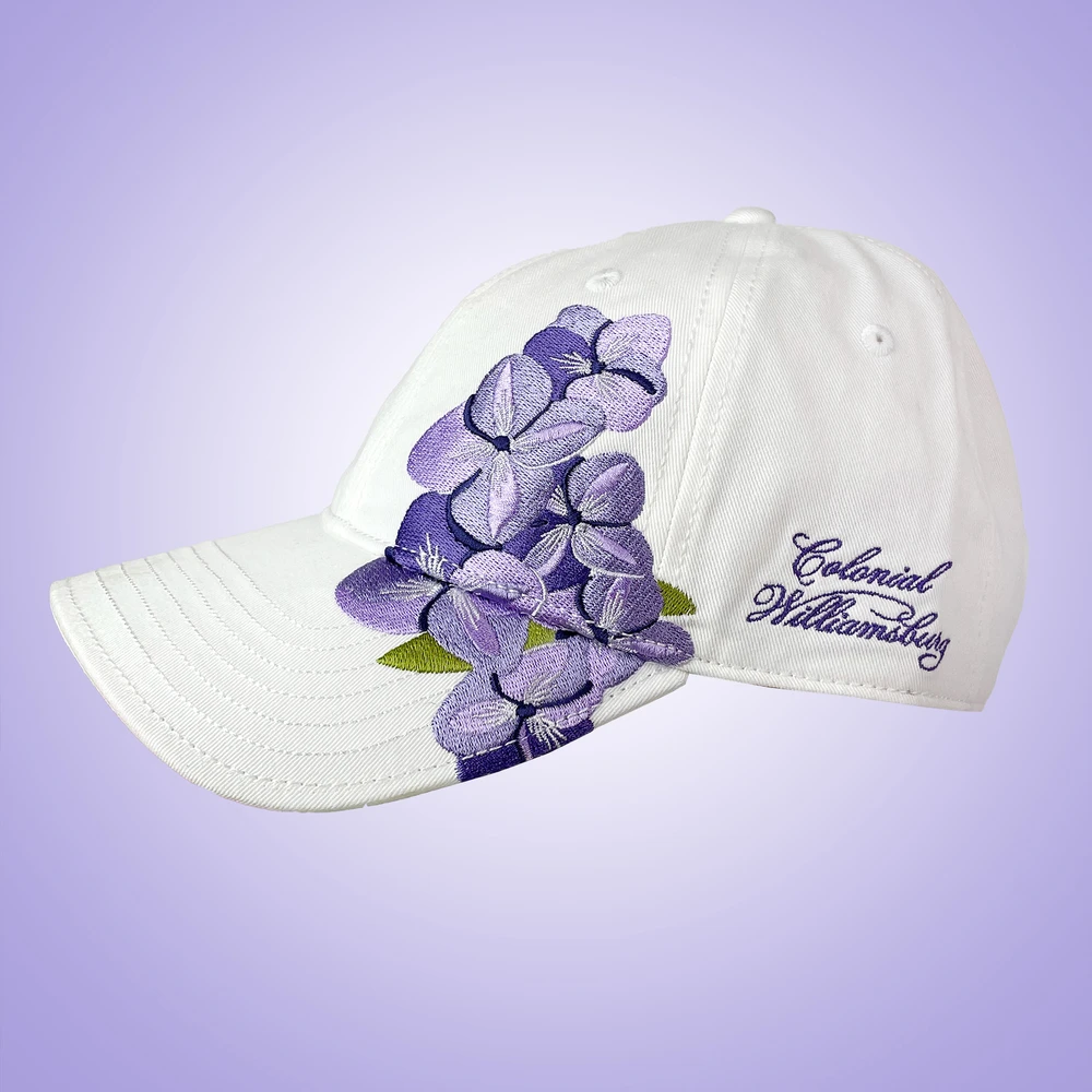 Colonial Williamsburg Purple Hydrangeas Women's Baseball Cap | The Shops at Colonial Williamsburg