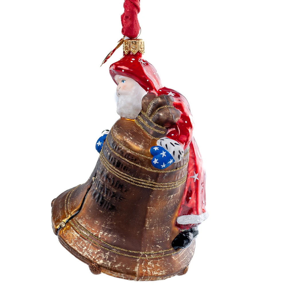 Vaillancourt Chalkware Santa with Liberty Bell Ornament | The Shops at Colonial Williamsburg