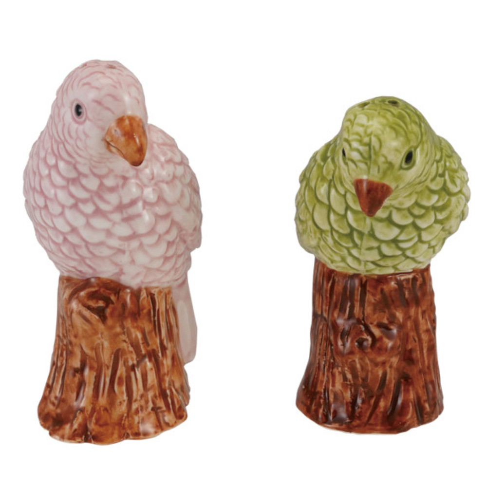 Tropical Chinoiserie Parrots Salt & Pepper Shakers Set