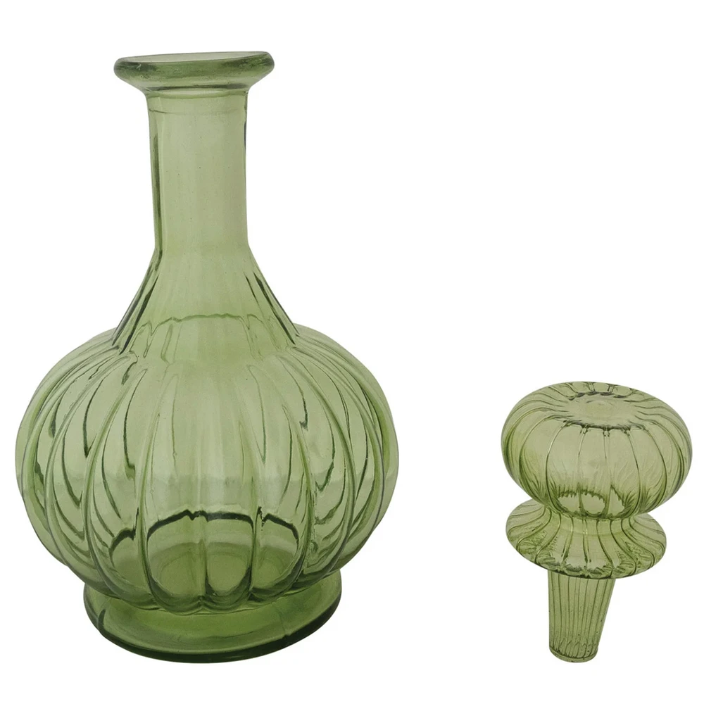 Green Ribbed Glass Decanter | The Shops at Colonial Williamsburg