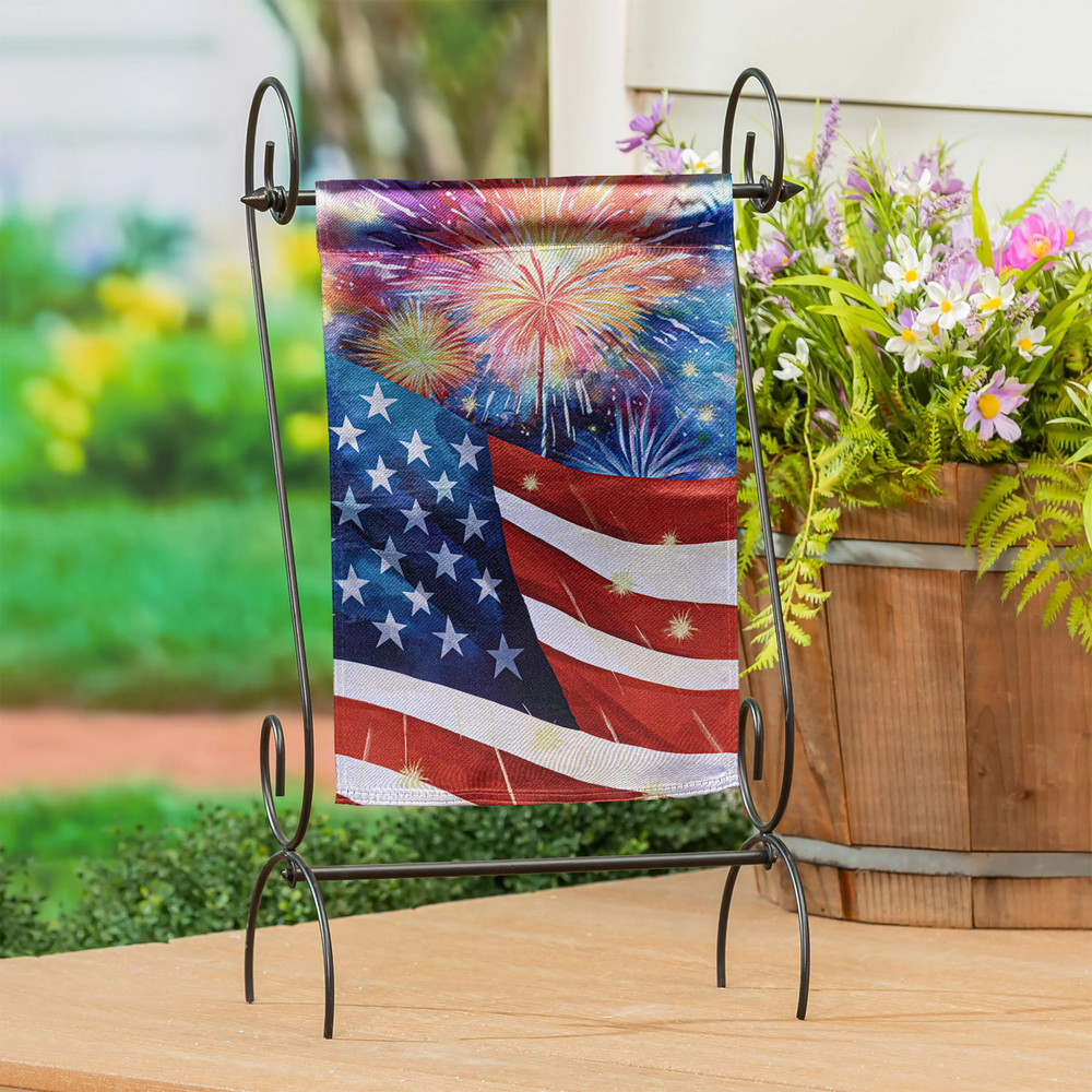 American Classic Fireworks Lustre Garden Flag | The Shops at Colonial Williamsburg
