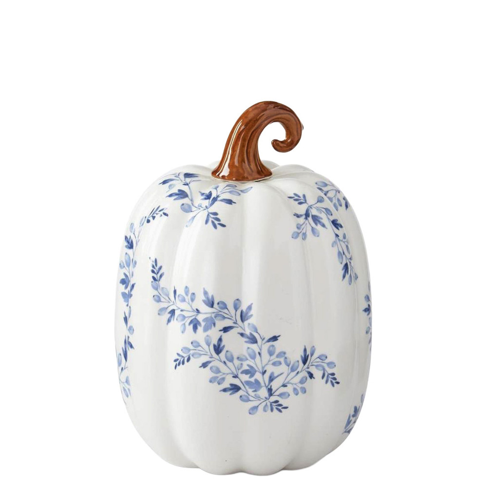Blue and White Floral Ceramic Pumpkin Fall Decoration | The Shops at Colonial Williamsburg