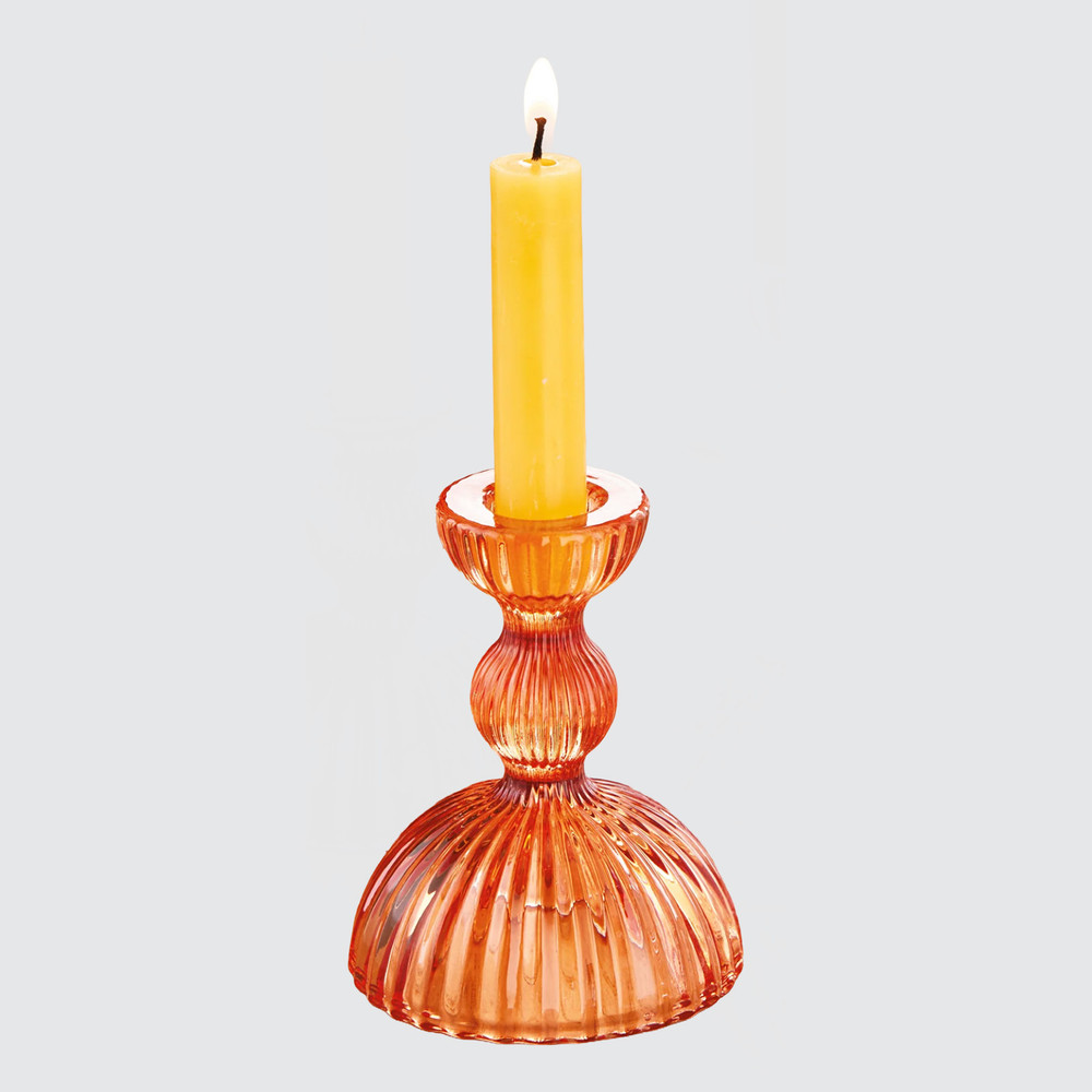 Ella Orange Glass Taper Candle Holder | The Shops at Colonial Williamsburg