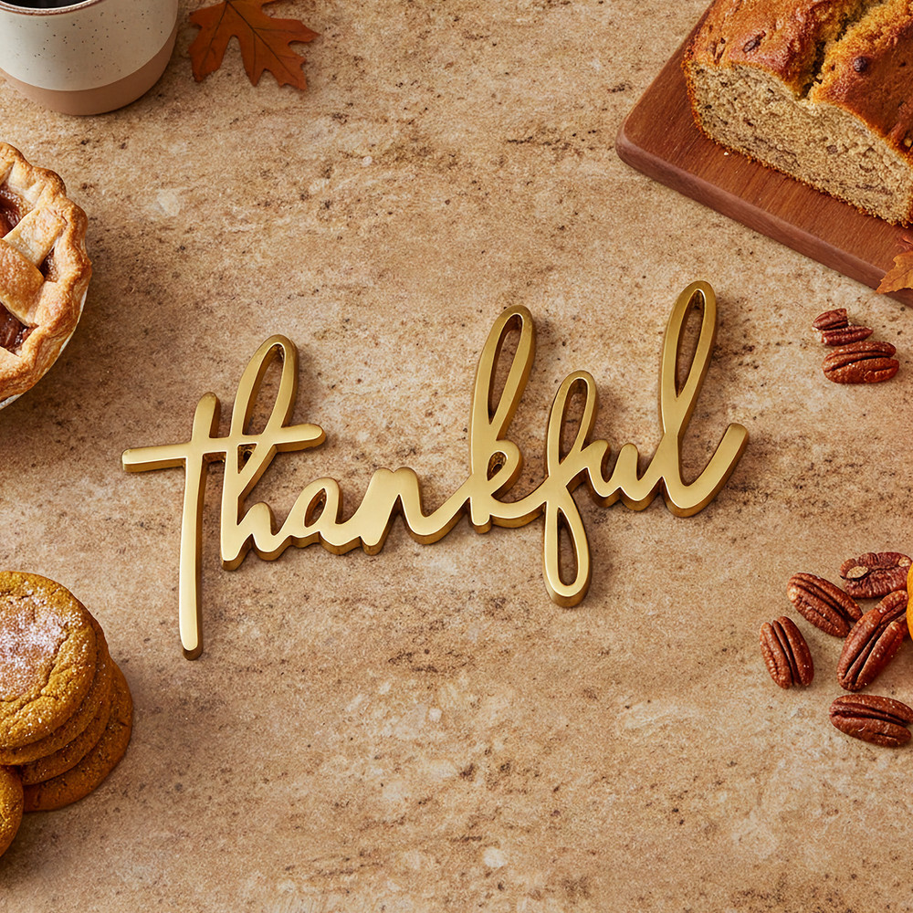Gold Cast Aluminum Thankful Trivet | The Shops at Colonial Williamsburg