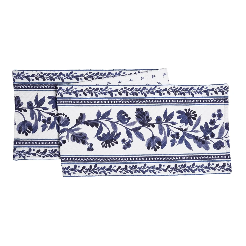 WILLIAMSBURG Maryfrances Blue Delft Floral Quilted Table Runner | The Shops at Colonial Williamsburg