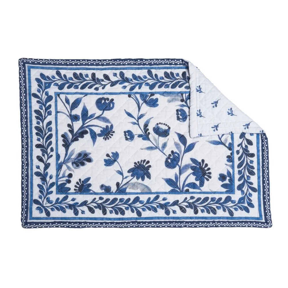 WILLIAMSBURG Maryfrances Blue Delft Floral Quilted Placemat | The Shops at Colonial Williamsburg