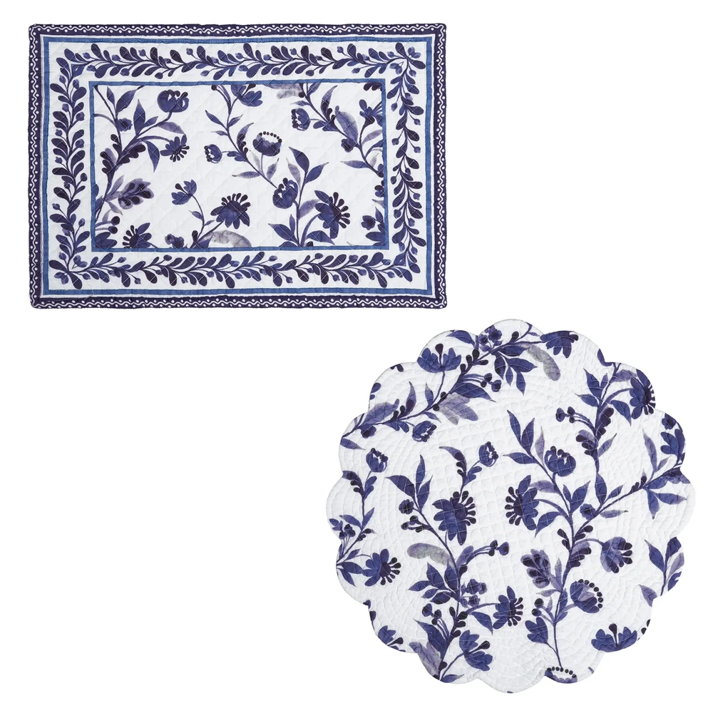WILLIAMSBURG Maryfrances Blue Delft Floral Quilted Placemat | The Shops at Colonial Williamsburg