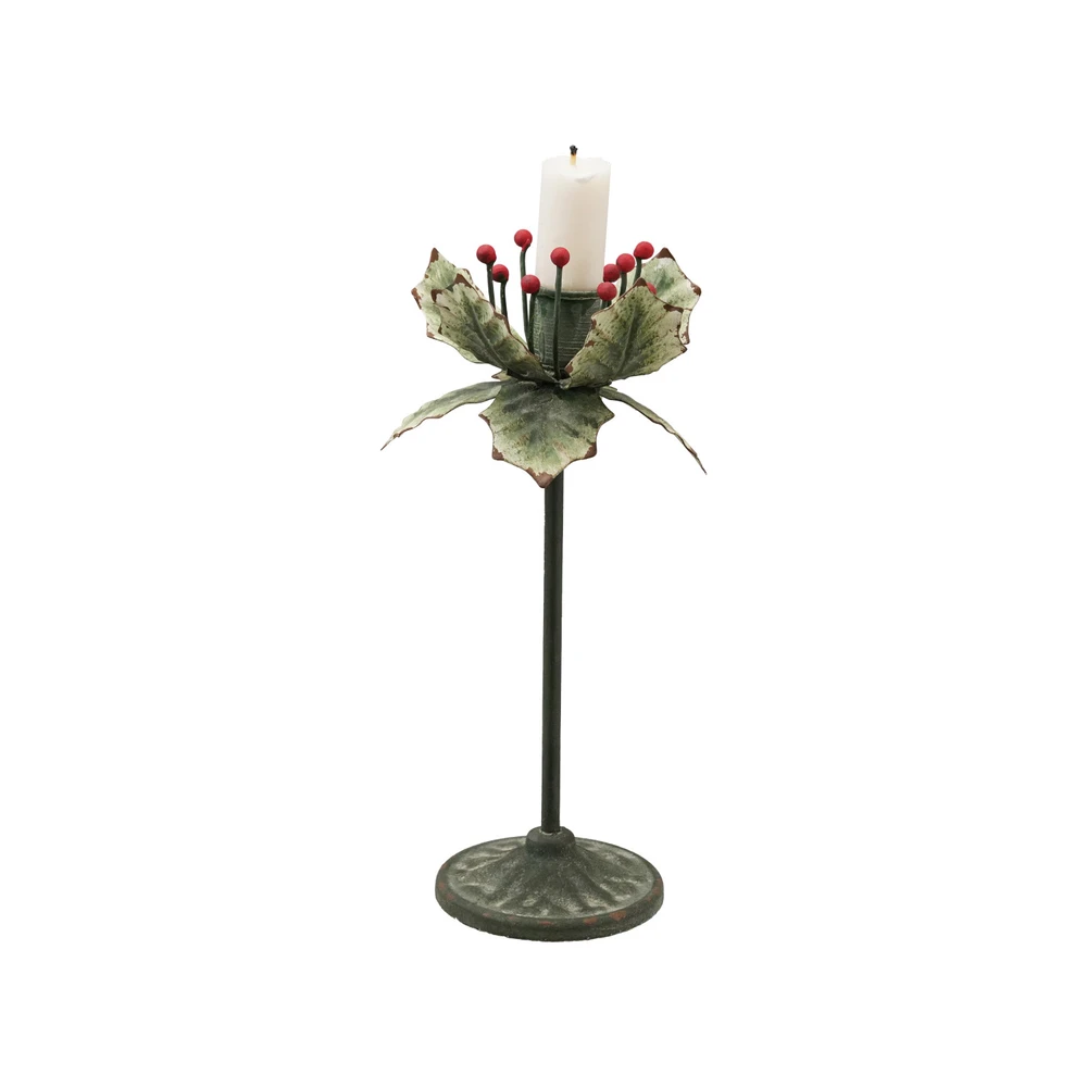 Painted Iron Holly Leaf Taper Candle Holder | The Shops at Colonial Williamsburg