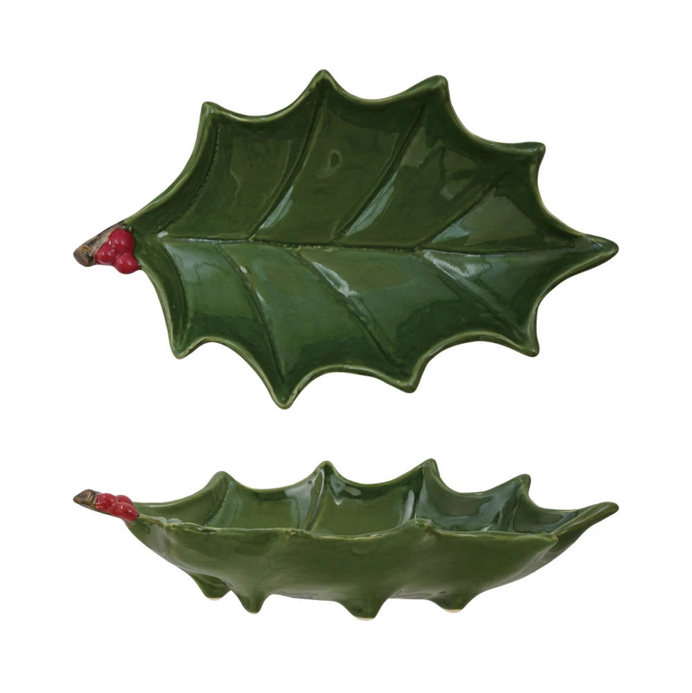Hand-Painted Holly Leaf Tray, 11.5" | The Shops at Colonial Williamsburg