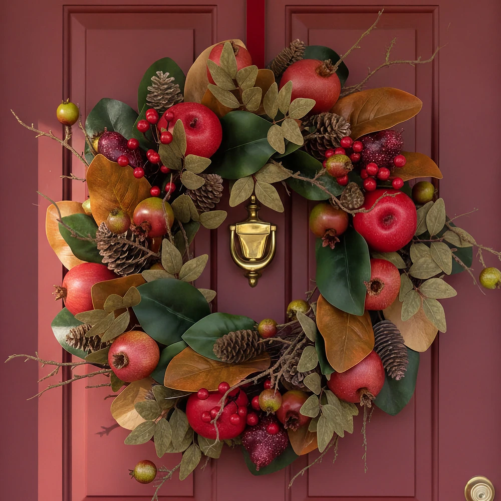 Red Apple and Pomegranate Holiday Wreath 22" Dia. | The Shops at Colonial Williamsburg