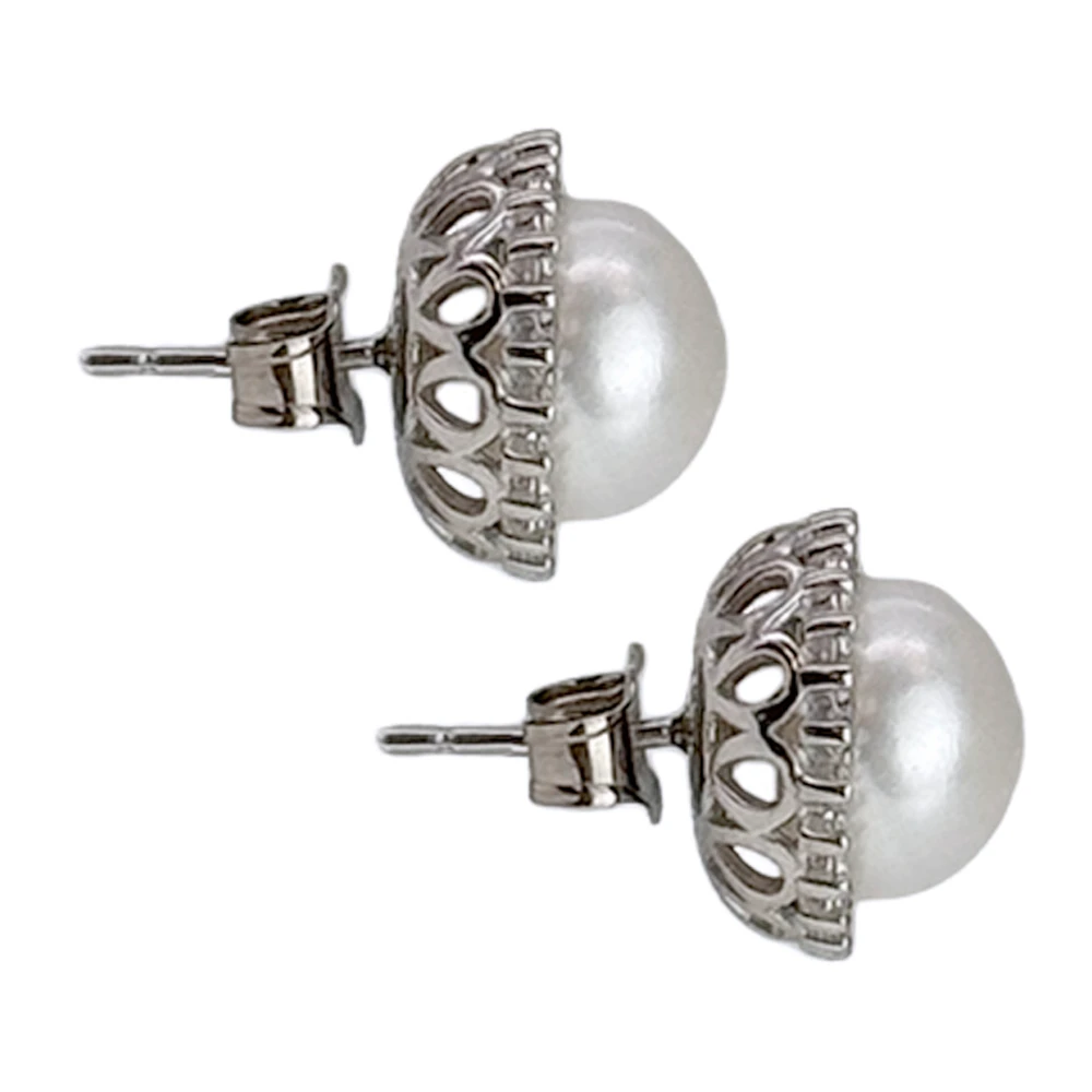 White Button Pearl & Topaz Silver Earrings | The Shops at Colonial Williamsburg