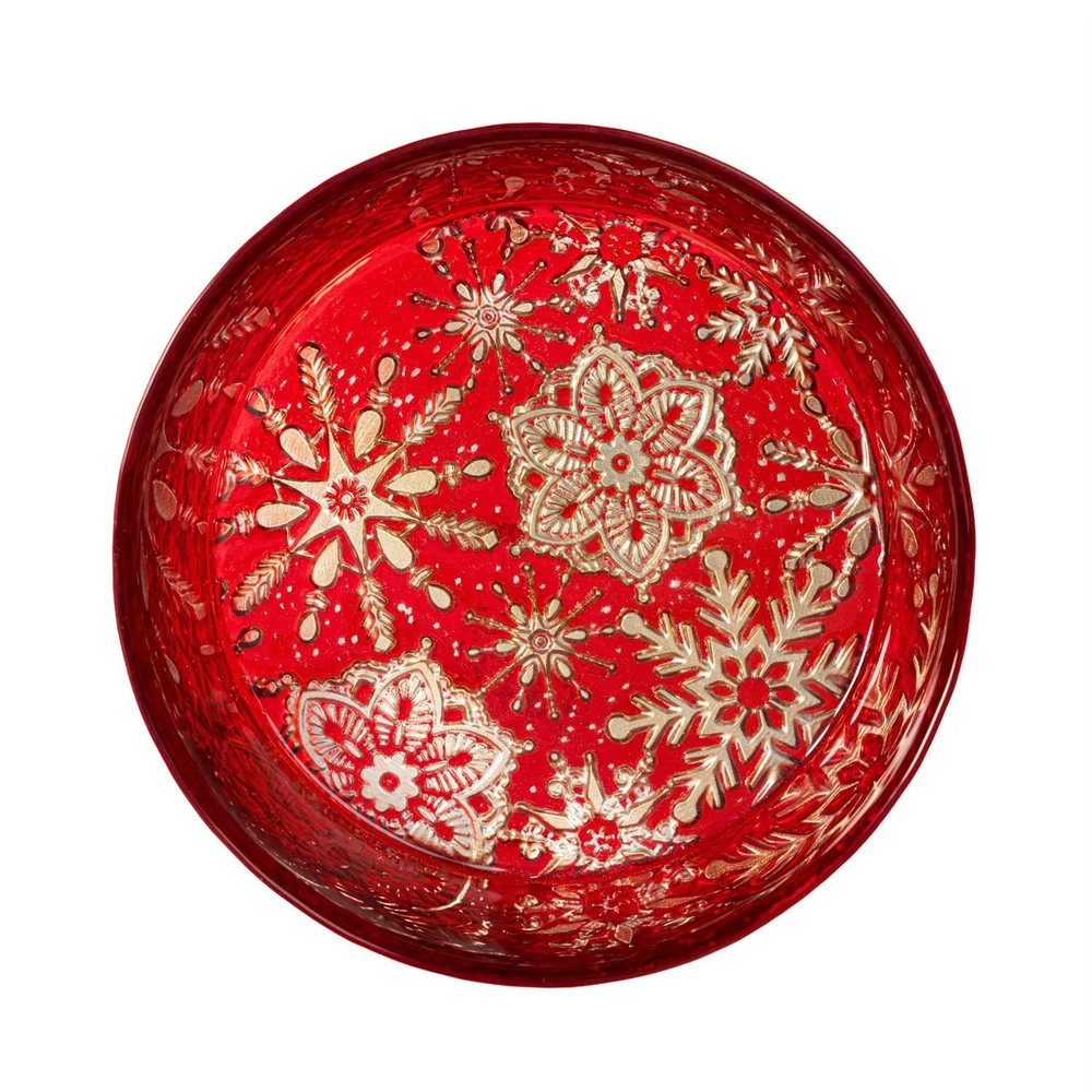 Red Glass Bowl with Gold Snowflakes 6" Dia | The Shops at Colonial Williamsburg