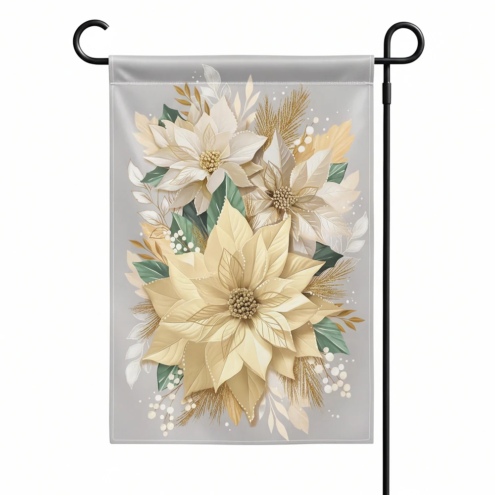 Floral Luster Poinsettia Holiday Garden Flag | The Shops at Colonial Williamsburg