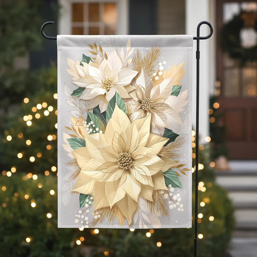 Floral Luster Poinsettia Holiday Garden Flag | The Shops at Colonial Williamsburg