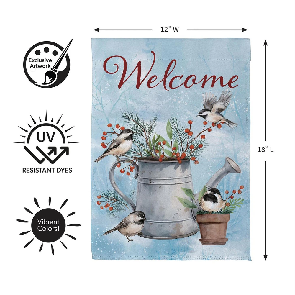 Winter Birds & Watering Can Holiday Garden Flag | The Shops at Colonial Williamsburg