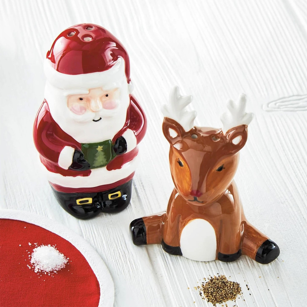 Santa and Reindeer Salt & Pepper Shakers Set