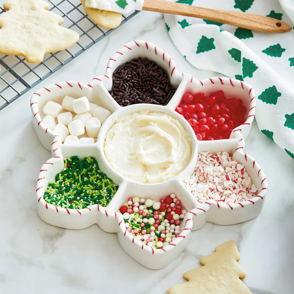 White Snowflake Divided Serving Dish | The Shops at Colonial Williamsburg