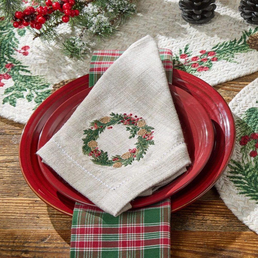 WILLIAMSBURG Boxwood & Pine Embroidered Napkin | The Shops at Colonial Williamsburg