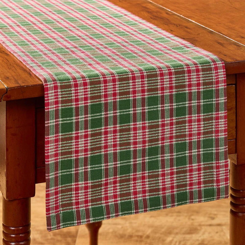 WILLIAMSBURG Boxwood & Pine Plaid Table Runner | The Shops at Colonial Williamsburg