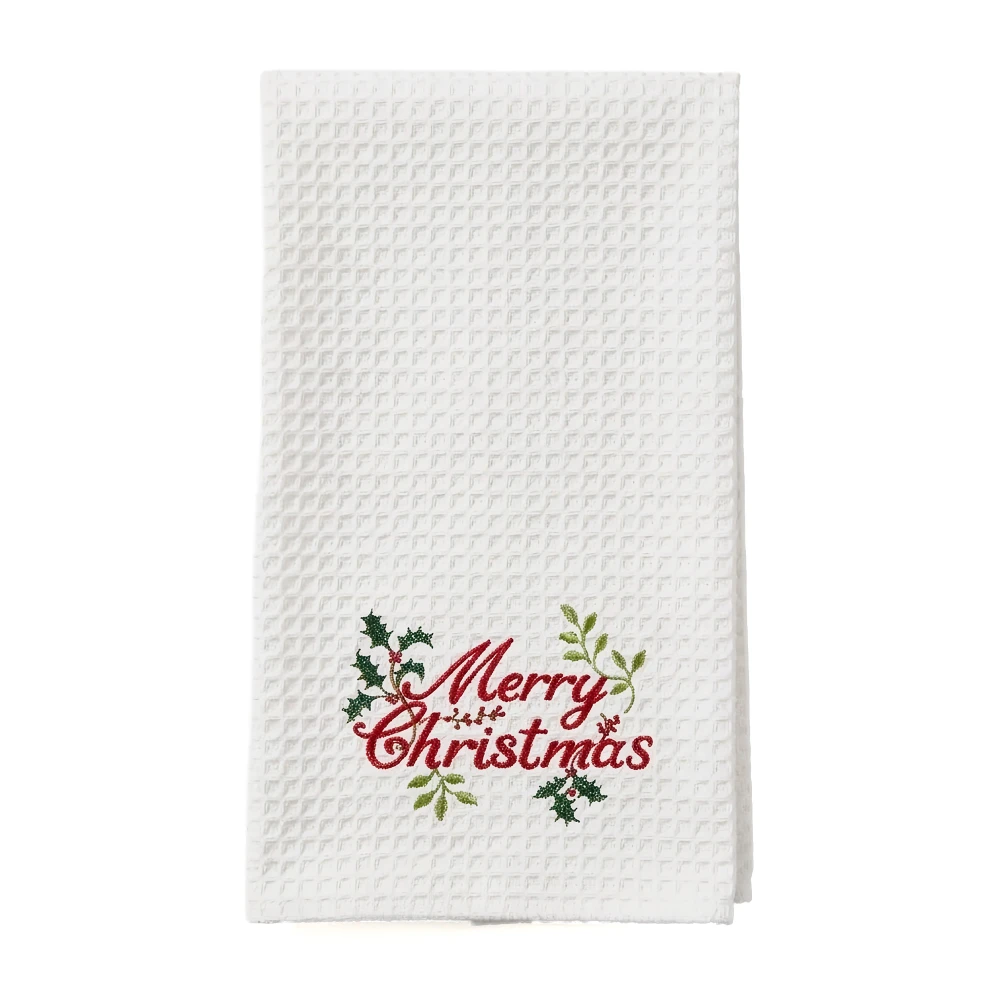 Merry Christmas Embroidered Holiday Kitchen Towel | The Shops at Colonial Williamsburg