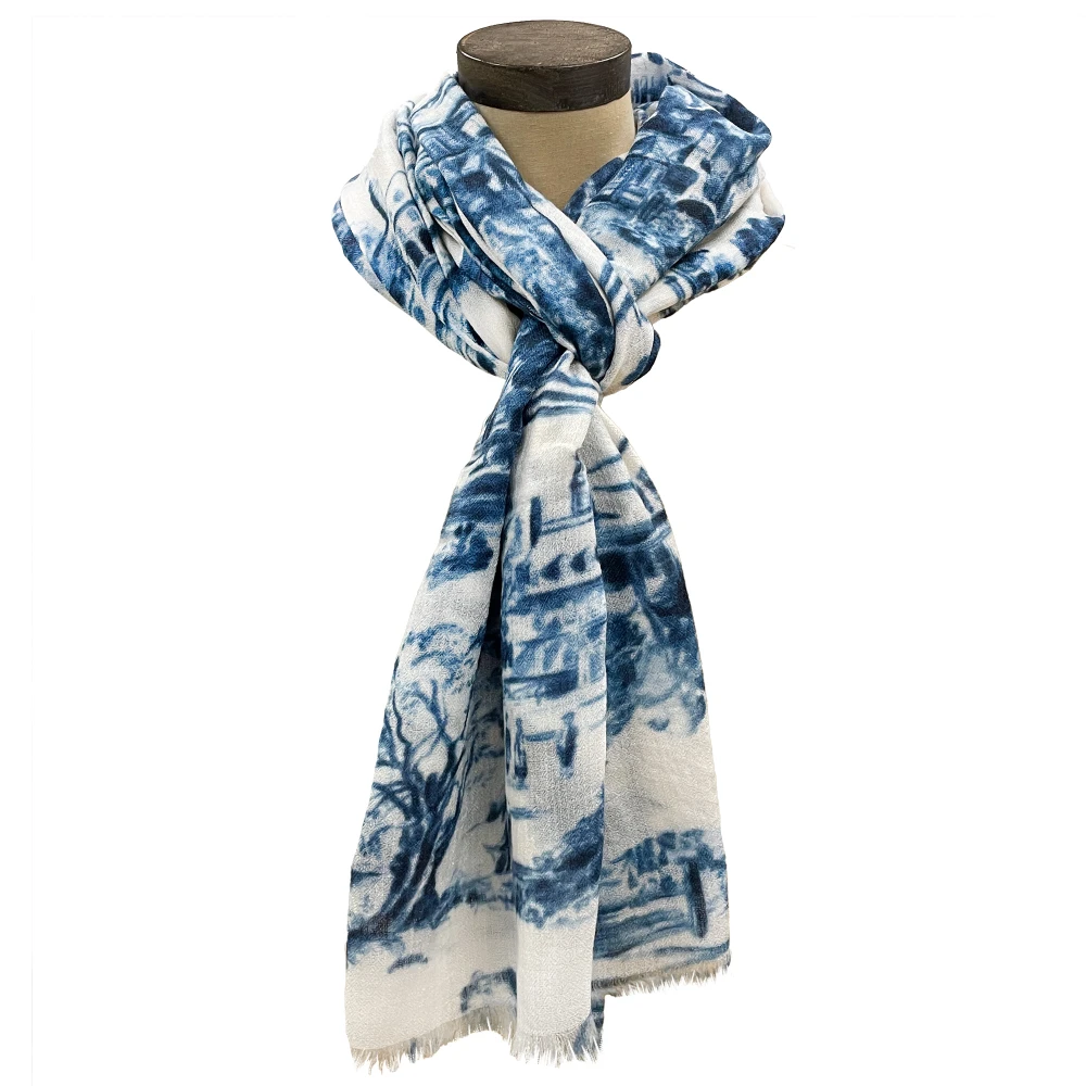 Colonial Williamsburg Blue Toile Women's Cashmere Scarf | The Shops at Colonial Williamsburg