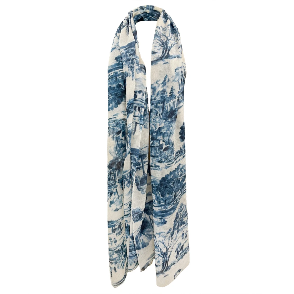 Colonial Williamsburg Blue Toile Women's Cashmere Scarf | The Shops at Colonial Williamsburg