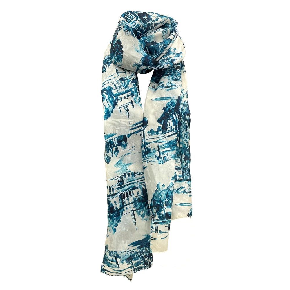 Colonial Williamsburg Blue Toile Women's Silk Neck Scarf | The Shops at Colonial Williamsburg